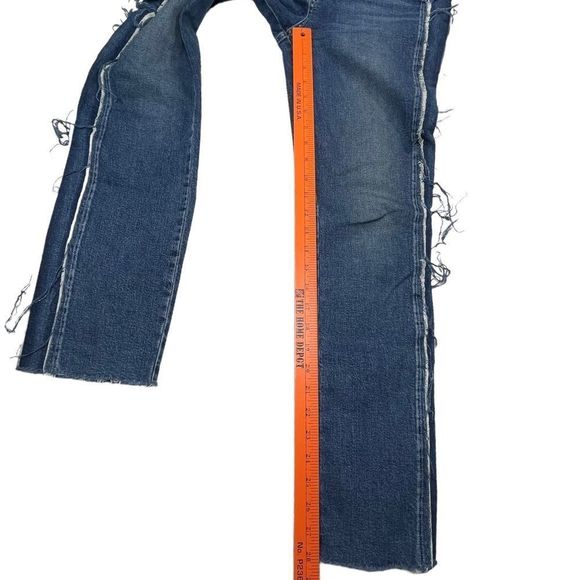 Paige Julia Dawn Racer Jeans Womens 27 Medium Wash Raw Hem Sides 29x29 Tuxedo - Picture 7 of 11